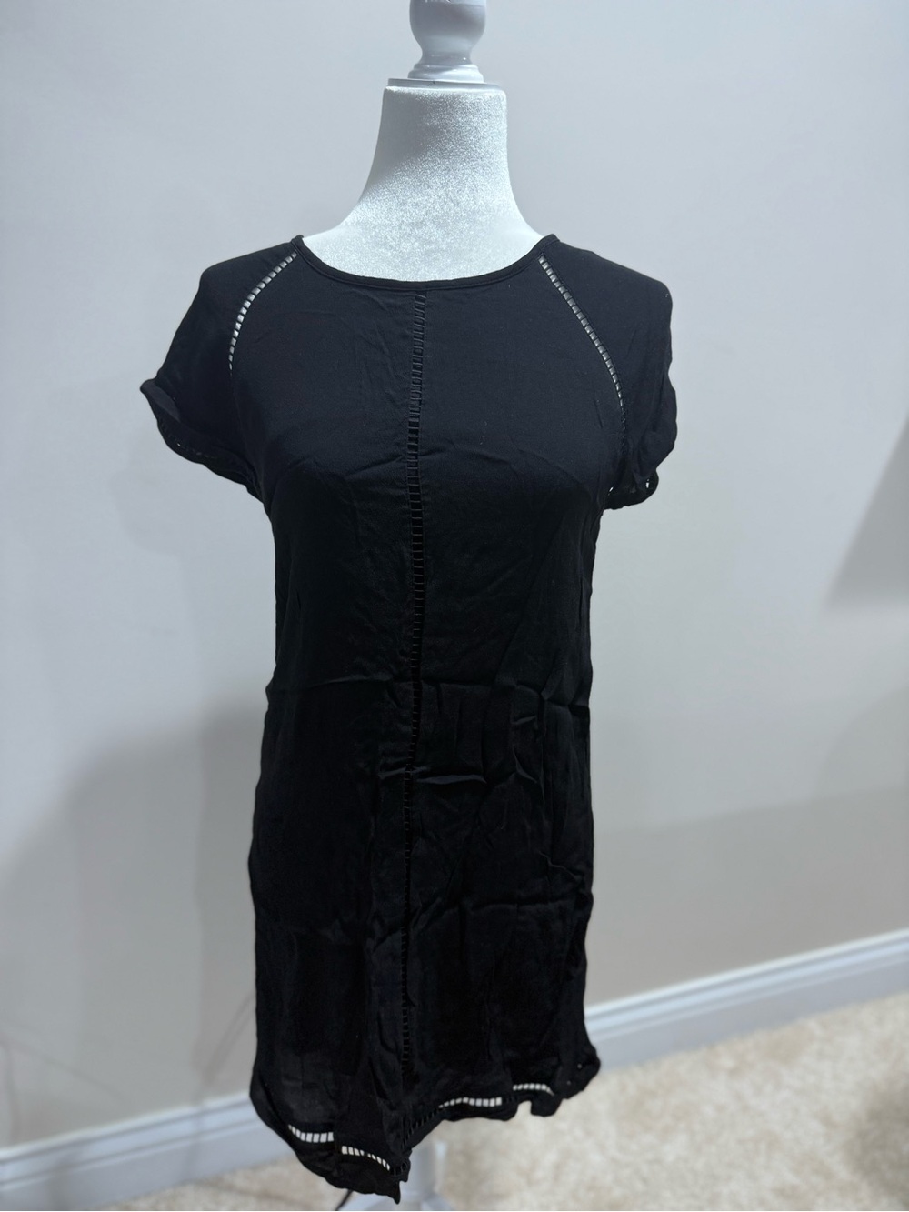 Blue Rain Black Short Sleeve Tunic Dress